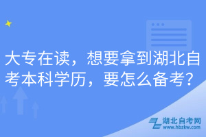 大專在讀，想要拿到湖北自考本科學(xué)歷，要怎么備考？