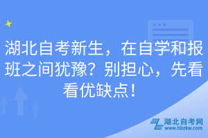 湖北自考新生，在自學(xué)和報(bào)班之間猶豫？別擔(dān)心，先看看優(yōu)缺點(diǎn)！