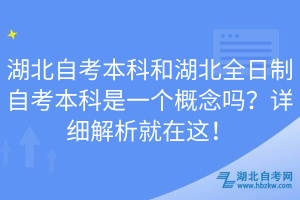 湖北自考本科和湖北全日制自考本科是一個(gè)概念嗎？詳細(xì)解析就在這！