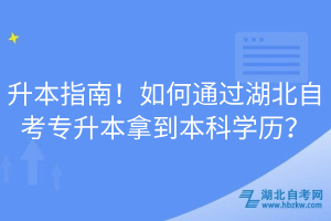 升本指南！如何通過湖北自考專升本拿到本科學(xué)歷？