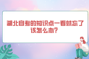 湖北自考的知識(shí)點(diǎn)一看就忘了該怎么辦？