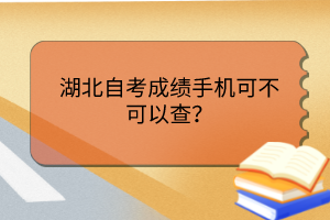 湖北自考成績(jī)手機(jī)可不可以查？