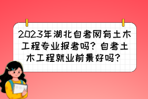 2023年湖北自考網(wǎng)有土木工程專業(yè)報考嗎？自考土木工程就業(yè)前景好嗎？