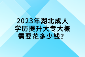 2023年湖北成人學(xué)歷提升大專大概需要花多少錢(qián)？