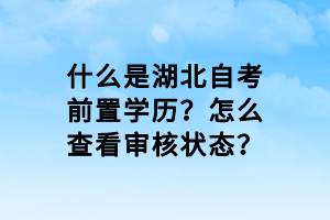 什么是湖北自考前置學(xué)歷？怎么查看審核狀態(tài)？