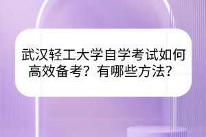武漢輕工大學(xué)自學(xué)考試如何高效備考？有哪些方法？