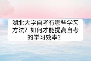 湖北大學(xué)自考有哪些學(xué)習(xí)方法？如何才能提高自考的學(xué)習(xí)效率？