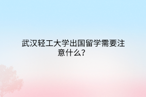 武漢輕工大學(xué)出國(guó)留學(xué)需要注意什么？