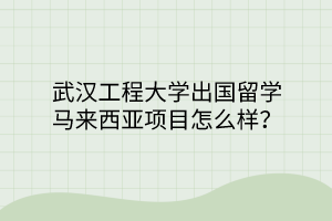 武漢工程大學(xué)出國留學(xué)馬來西亞項(xiàng)目怎么樣？