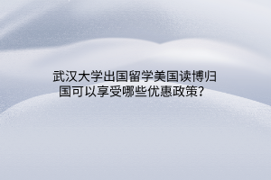 武漢大學(xué)出國留學(xué)美國讀博歸國可以享受哪些優(yōu)惠政策？