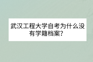 武漢工程大學(xué)自考為什么沒(méi)有學(xué)籍檔案？