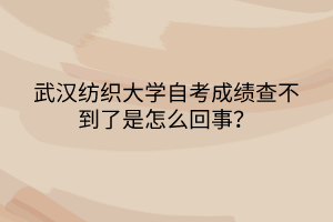 武漢紡織大學自考成績查不到了是怎么回事？