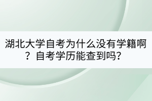 湖北大學(xué)自考為什么沒有學(xué)籍?。孔钥紝W(xué)歷能查到嗎？