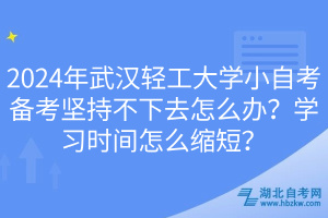 2024年武漢輕工大學(xué)小自考備考堅持不下去怎么辦？學(xué)習(xí)時間怎么縮短？