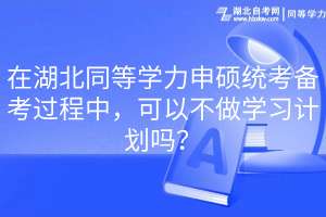在湖北同等學(xué)力申碩統(tǒng)考備考過程中，可以不做學(xué)習(xí)計(jì)劃嗎？