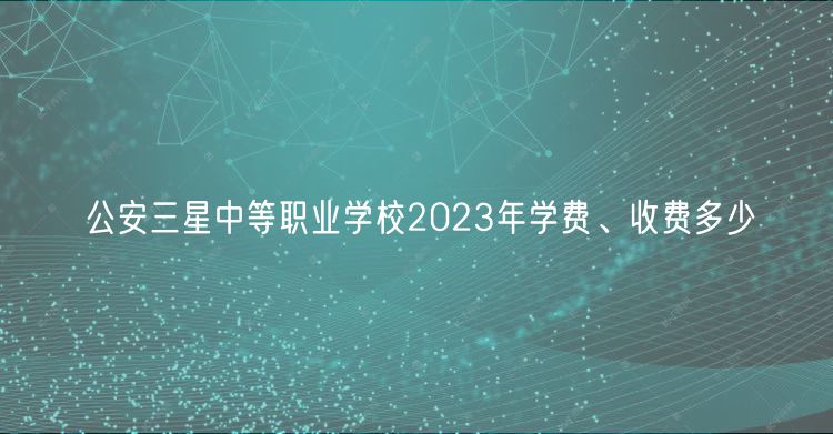 公安三星中等職業(yè)學(xué)校2023年學(xué)費(fèi)、收費(fèi)多少