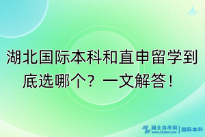 湖北國際本科和直申留學(xué)到底選哪個？一文解答！