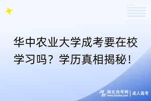 華中農業(yè)大學成考要在校學習嗎？學歷真相揭秘！