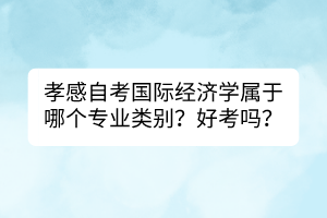 孝感自考國際經(jīng)濟學(xué)屬于哪個專業(yè)類別？好考嗎？