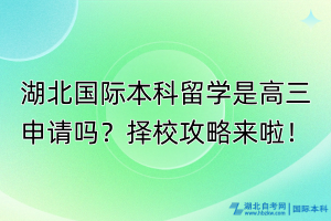 湖北國(guó)際本科留學(xué)是高三申請(qǐng)嗎？擇校攻略來(lái)啦！