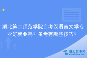 湖北第二師范學院自考漢語言文學專業(yè)好就業(yè)嗎？備考有哪些技巧？