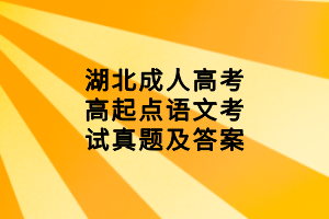 湖北成人高考高起點(diǎn)語文考試真題及答案