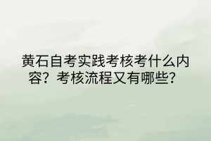 黃石自考實(shí)踐考核考什么內(nèi)容？考核流程又有哪些？