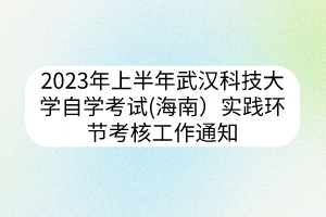 2023年上半年武漢科技大學自學考試(海南）實踐環(huán)節(jié)考核工作通知