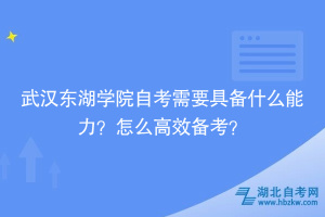 武漢東湖學院自考需要具備什么能力？怎么高效備考？