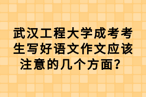 武漢工程大學(xué)成考考生寫好語文作文應(yīng)該注意的幾個(gè)方面？