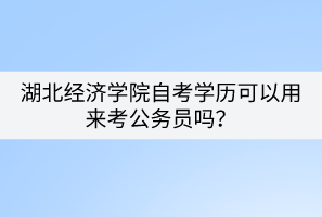 湖北經(jīng)濟(jì)學(xué)院自考學(xué)歷可以用來考公務(wù)員嗎？